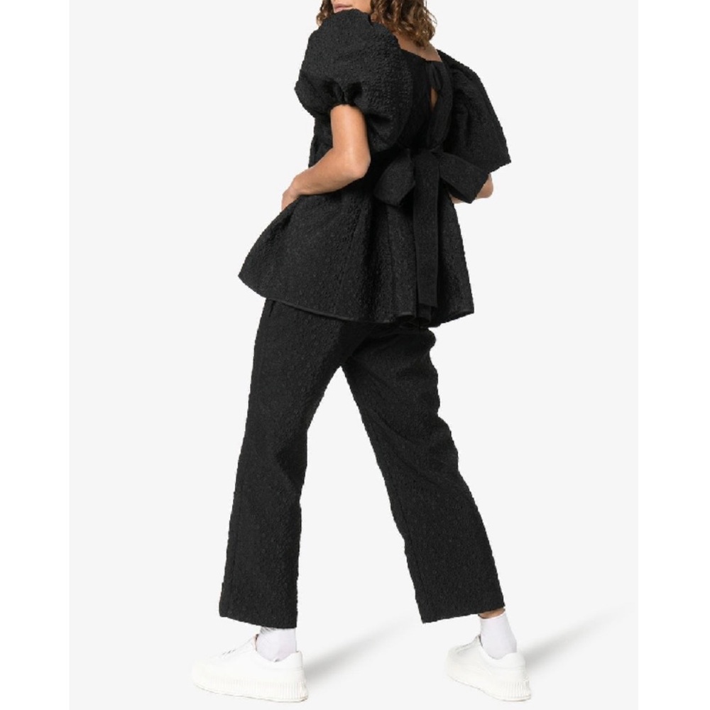 Cecilie Bahnsen Textured Floral Cropped Trousers